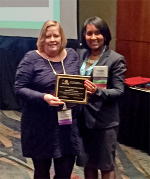 Danielle Varnedoe (left with SCSHA Past President Tawana Nash) received the Honors of the Association award at the 2016 SCSHA Convention.