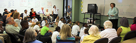 Last camp session in classroom of new Arnold School building